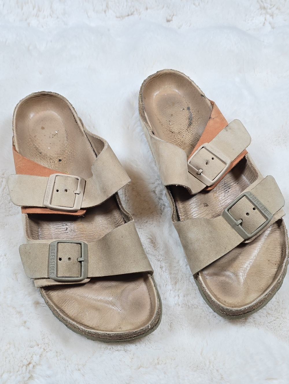 Y2K Birkenstock Women's Slip-On Sandals Size 10 Tan Orange Retro Comfy Casual